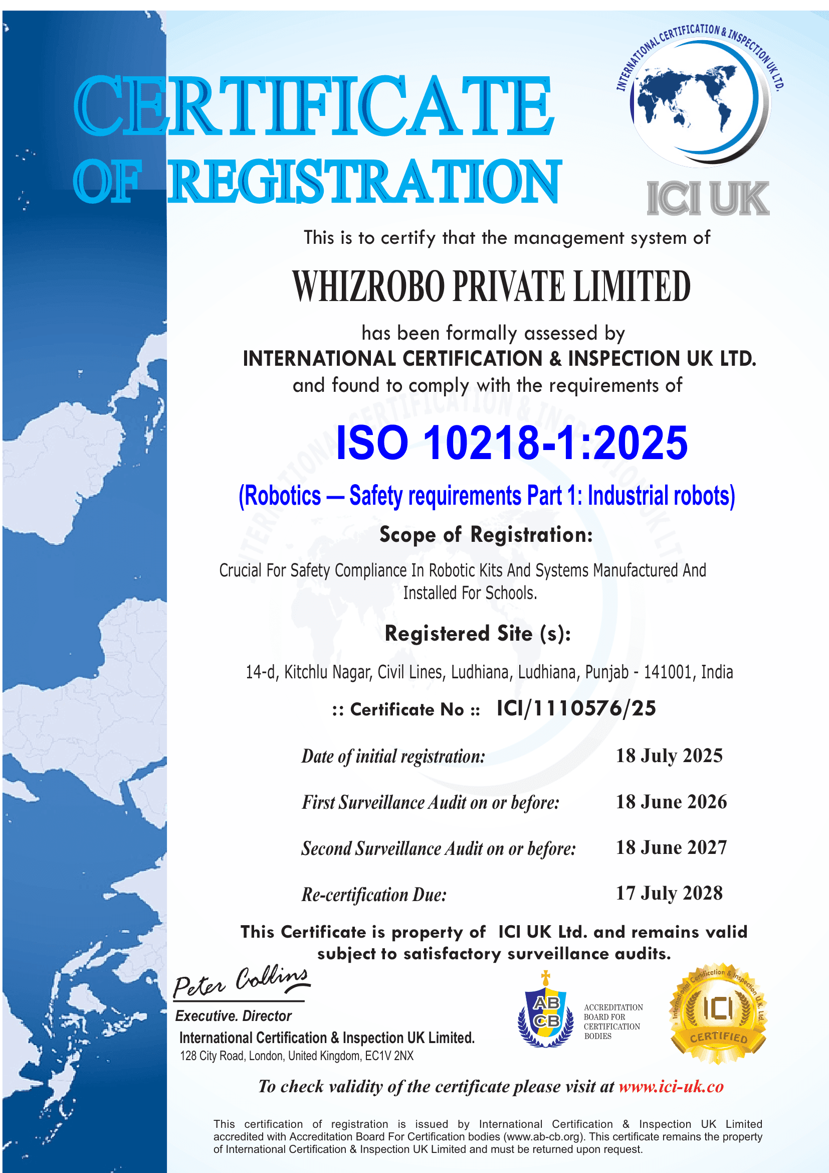 ISO/IEC 10218-1:2025 Certification